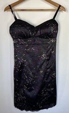 Guess Los Angeles Size 8 Dress Black Purple Splatter Padded Bust Party Mini