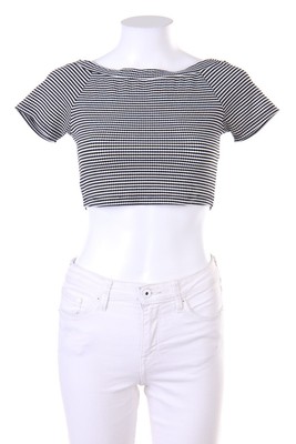 ZARA Cropped-Shirt Stripes S black-white #5262
