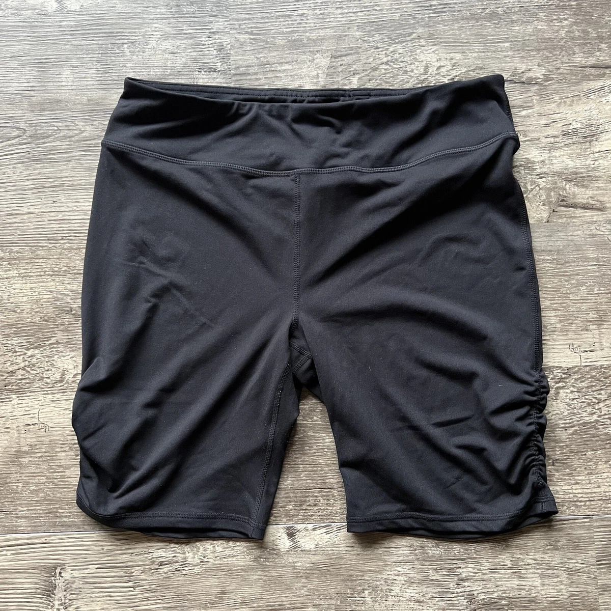 Gaiam Biker Shorts Womens XLarge Black High Waist 8 Inch Ruched