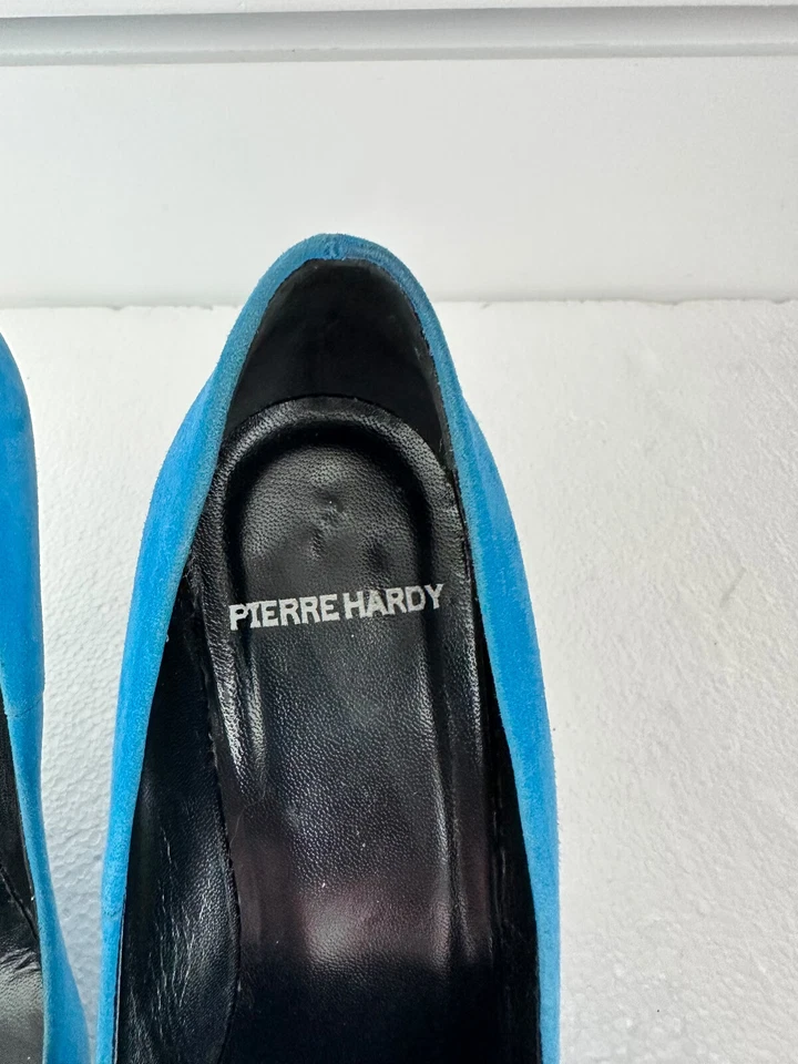 Pierre Hardy Blue Suede Heels Size 37.5 - Image 3 of 4