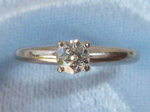 Vintage 14K White Gold Ring, 3.75mm Diamond,TCW .21, Size 5