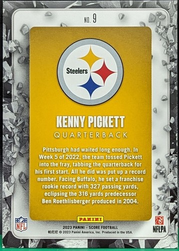 2023 Score Breakthrough Insert #9 Kenny Pickett Pittsburgh Steelers - Picture 2 of 2