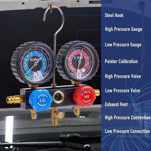Versatile AC Vacuum Pump & Gauge Set with Leak Detection for R1234yf Systems - Picture 8 of 9