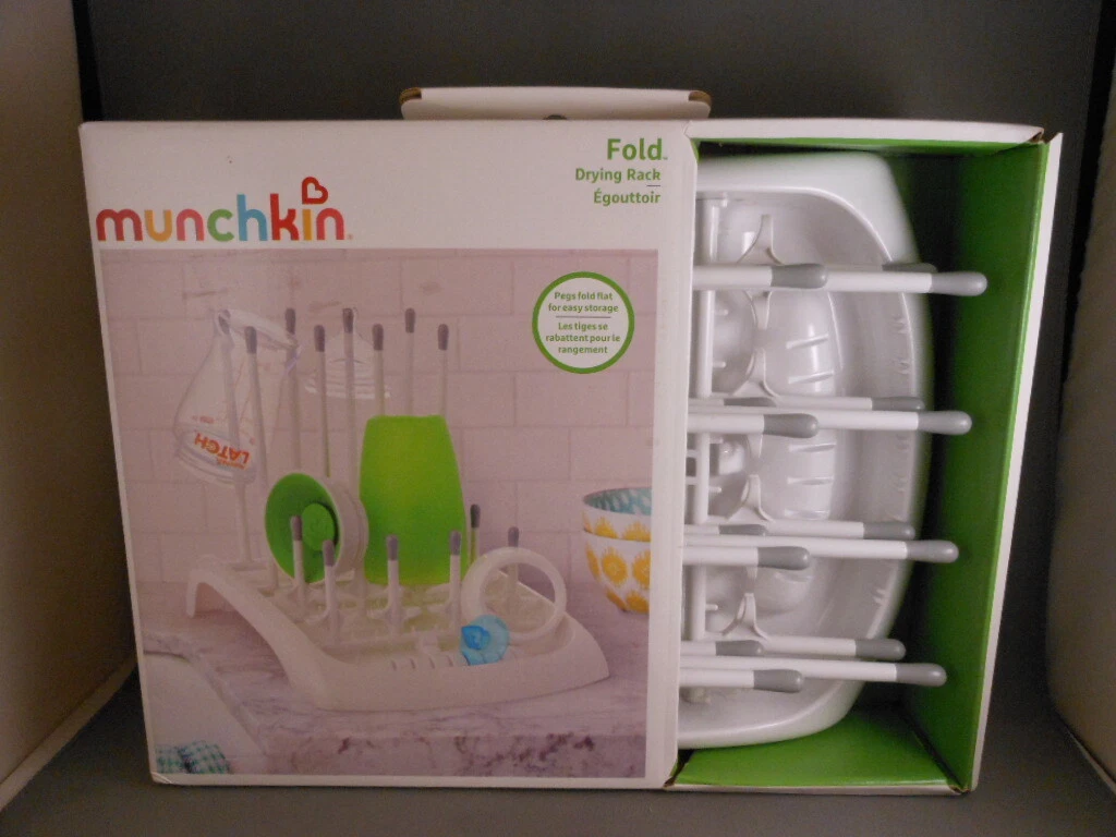 New Munchkin Fold Store Folding Baby Bottle Drying Rack Gray Grey