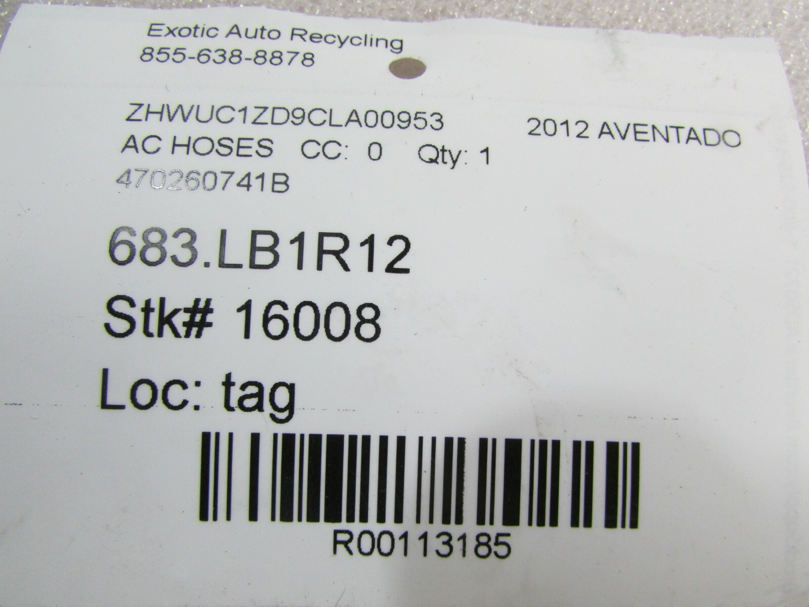 Lamborghini Aventador, AC Refrigerant Pipe, Used, P/N 470260741B