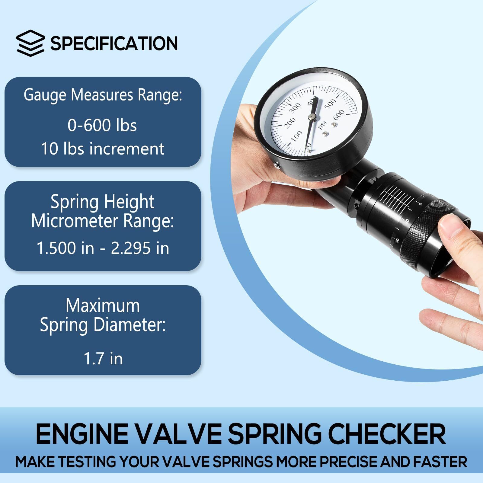 66841 Mini Valve Spring Tester and Measuring Combo Fits for Vise or Arbor Press