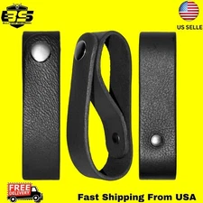 Genuine Leather Black Bull Whip Holder for Horse Riding Whip Holster, Handmade