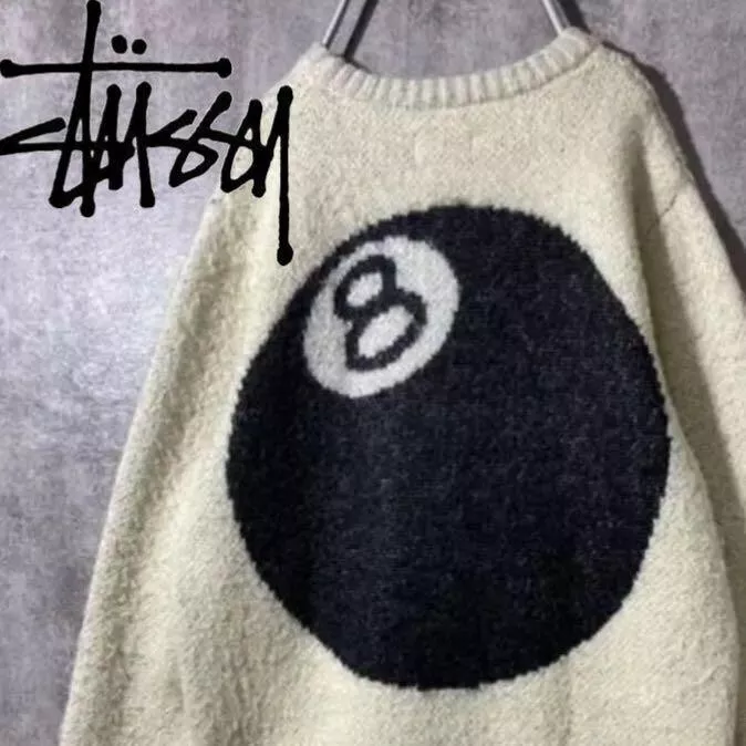 STUSSY 8 ball mohair knit sweater size M used from Japan