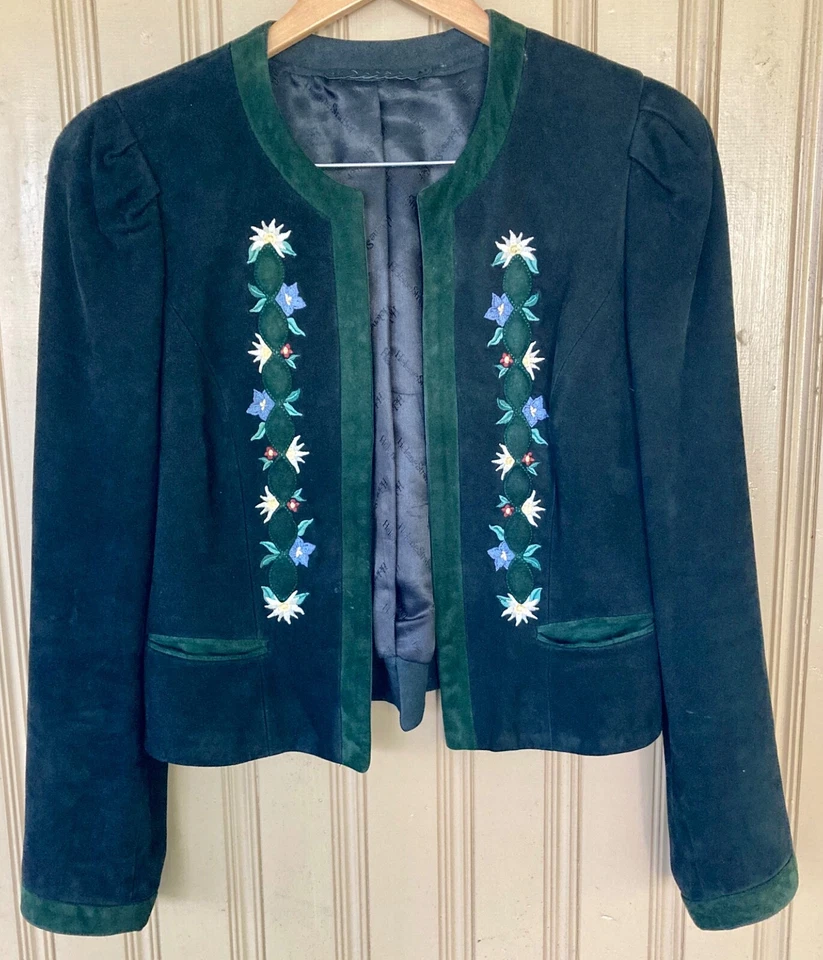 Helene Strasser (Straßer) Chaqueta de gamuza bordada suave como la mantequilla Talla 6 Foto 2 de 4