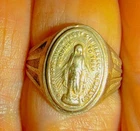 Vintage Real Sterling Silver Virgin Mary Miraculous  Ring size 5 1/2 ((403))