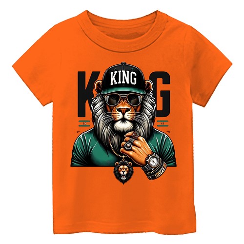 Kid's King Lion Short Sleeve T-Shirt For Animal Lover USA Funny Graphic Gift Tee - Picture 13 of 14