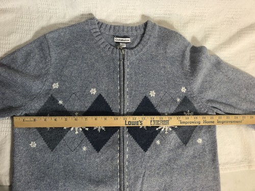 Croft And Barrow Size Large Sweater Cardigan Winter Snowflakes Full Zip Front - Picture 10 of 10