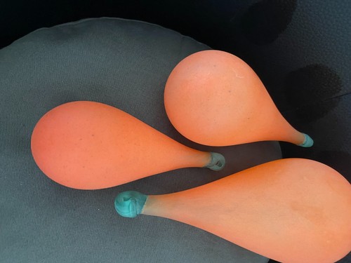 Glas-Deko-TRIO mundgeblasen orange mit grünem Aufhänger - Bild 4 von 5