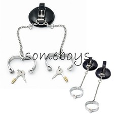 BDSM Stainless Steel Suction Cup Handcuffs Training Set Adjustable for Couples