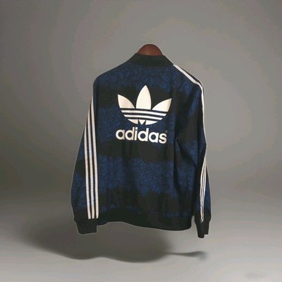 Adidas Originals Black Blue Floral Rose Track Jacket Firebird Farm