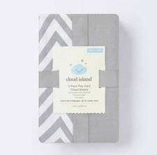 NWT Cloud Island Fitted 2 pk Play Yard Fitted Sheets 39 x 27" Chevron Gray 12.29