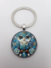 Blue Owl Keychain Key Ring Purse Handbag Car Charm Backpack Bag Wildlife Gift