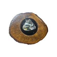 Vintage Wood Slice Belt Buckle Solid Brass Western Cowboy