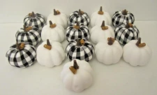 Set 16 Fall White Black Buffalo Plaid Check Pumpkins Table Decor Vase Filler New