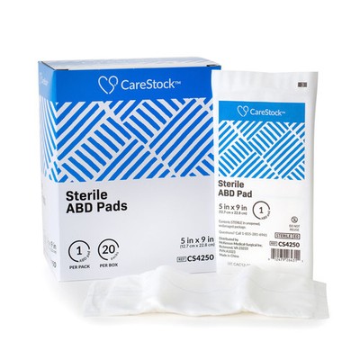 CareStock White Abdominal Pad Sterile 5 X 9 Inch CS4250 40 ct