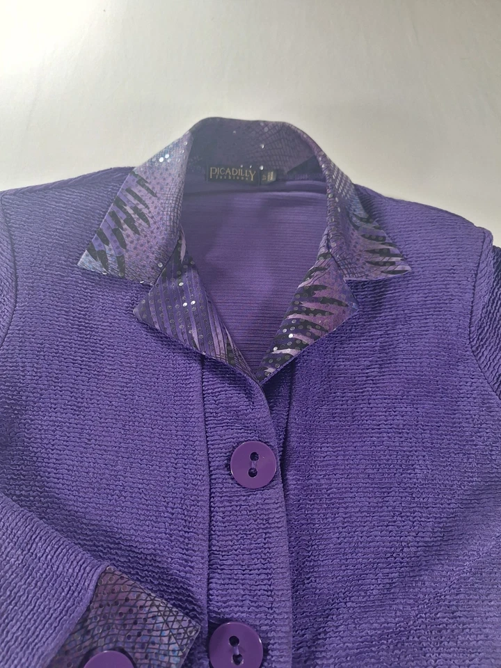 Picadilly Fashions Women's Size Small Purple Jacket w Neck Wrist Embelliishments - Image 3 of 4