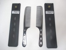Anself Gun Metal Grey Stainless Steel Hair Comb with Long Handle - Lot of 2 
