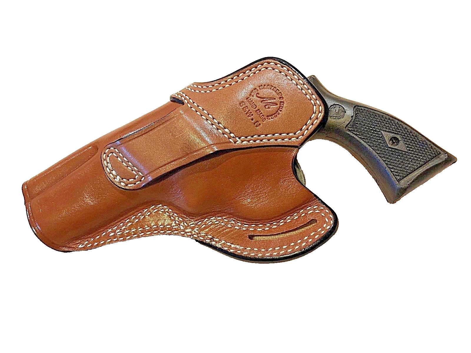 Leather CROSS DRAW Holster - S&W N Frame Revolver 4" Barrel (# 7744 BRN