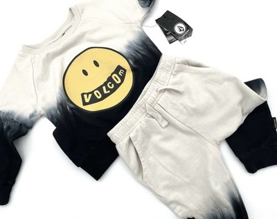 NWT Volcom Toddler Boys Smiley Face Dyed Sweatshirt Joggers in
