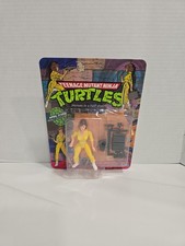 1988 TMNT April O Neil Figure UNPUNCHED Vintage Playmates Stock 5005 Blue Stripe