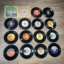 Lot Of 16 45s, 50s-70s Rosettes Abba Beach Boys Miracles Jackson 5