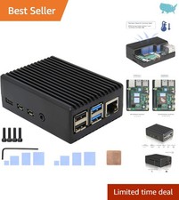 Heavy Duty Aluminum Case with Passive Cooling for Raspberry Pi 4 Model B - Black