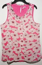 Elle Pink & White Floral Sheer Sleeveless Top Women’s Size M
