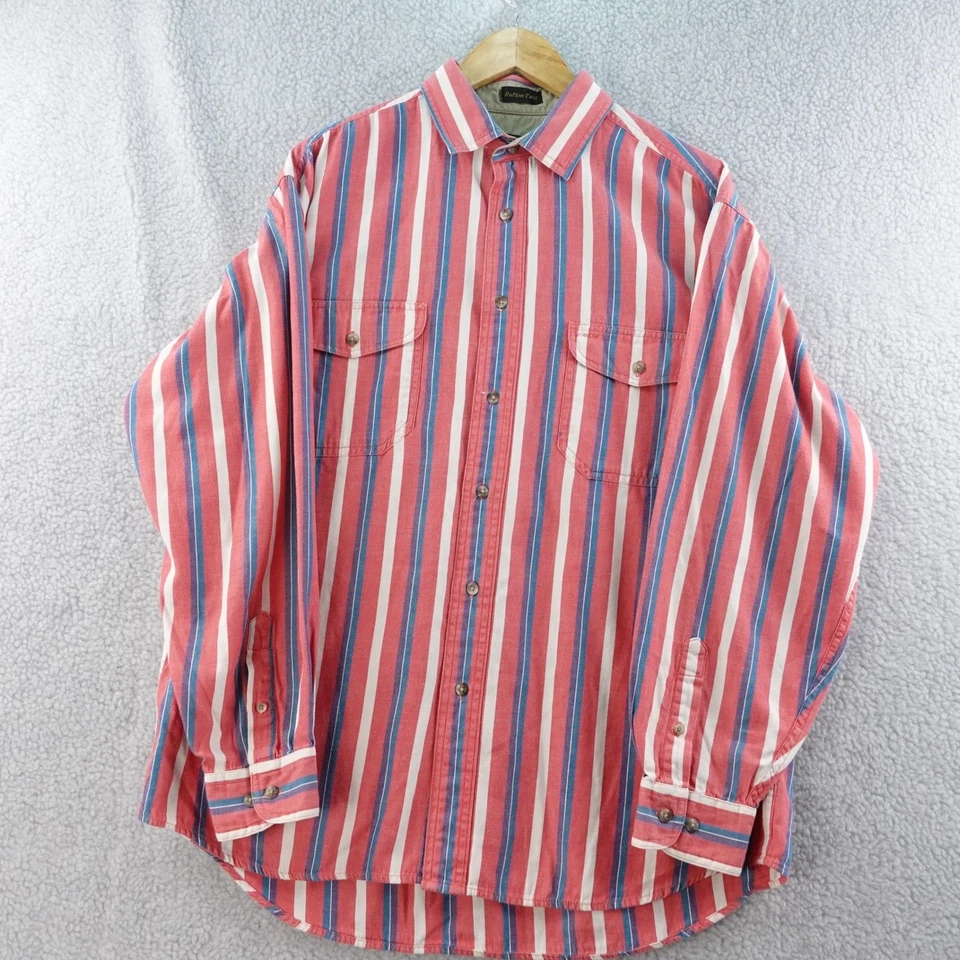 Eddie Bauer Rufton Button Down Shirt Mens L Long Sleeve Cotton Striped Twill - Image 2 of 4