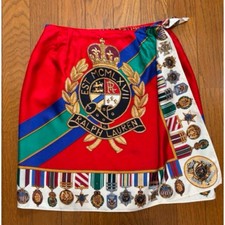 Ralph Lauren medal print knee length wrap skirt Rare vintage Collection ued