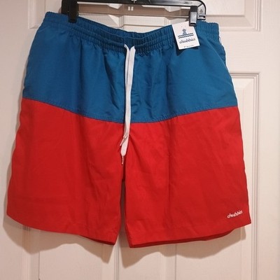 Nwt Men's Chubbies The Liberties 7'' Rigid Swim Trunks Blue/Red Size XXL