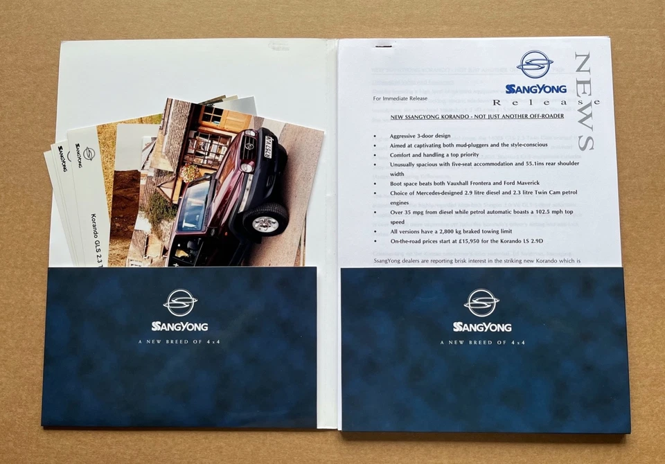 SsangYong Korando Launch Press Pack + Brochure - 1997 - 2.9D, 2.3 Twin-Cam - Image 2 of 4