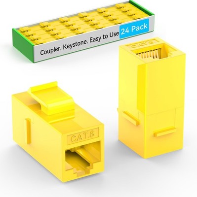 Sokqovt CAT6 RJ45 Keystone Coupler (24 Pack), Cat6 Jack Yellow
