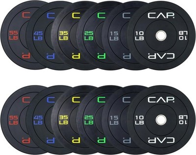 CAP Bumper Plate Set 100-370 Lbs 2 Inch Olympic Weight Colors