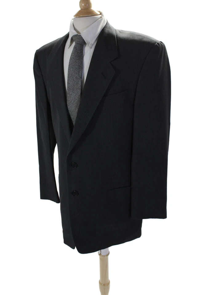 Blazer Mani Para Hombres Lana Gris Oscuro Dos Botones Manga Larga Forrado Talla 42L Foto 3 de 4
