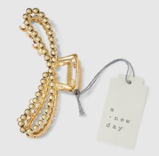 A New Day Metal Round Studded Loop Hair Claw Clip, Gold