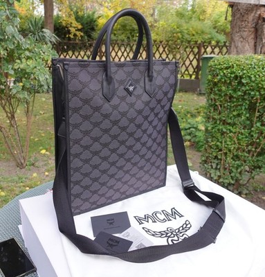 MCM BAG himmel lauretos crossbag logo cross medium black monogram shoulder tote