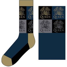 Queen Socks Crest Blocks Band Logo new Official Unisex Navy Blue UK Size 7-11 