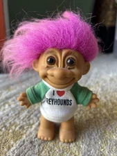 Vintage Russ Troll #18600 I Love Greyhounds Shirt Pink Hair Brown Eyes Dogs￼￼