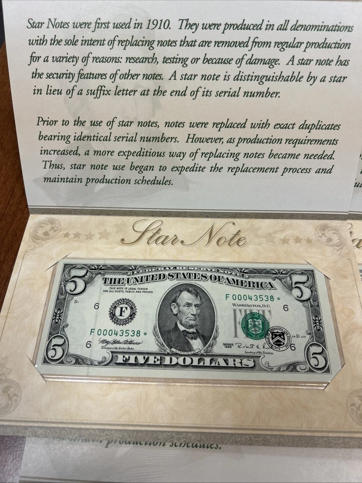 5 Consecutive 1995 $5 Federal Reserve Star Notes BEP District F6 Atlanta - Image 2 of 4