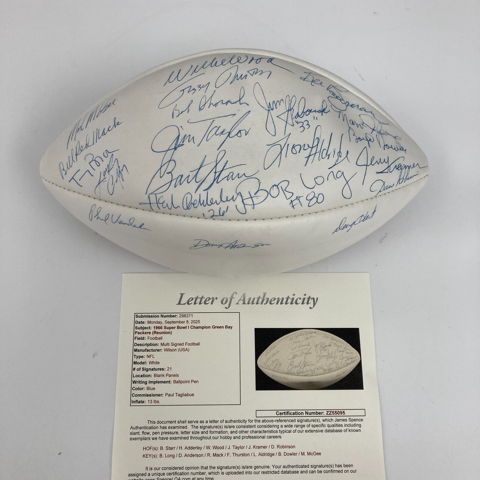 Bart Starr Autographed Signed Green Bay Packers 1966 Super Bowl 1 Champs Team Football JSA COA 