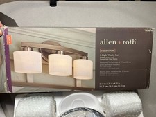 allen + roth Merington 3 Light Brushed Nickel Vanity Bar*missing 1 Shade**