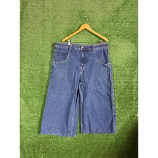 ALab 2000s Wide Leg Denim Shorts Cartoon Character Embroidery Logo Size 40