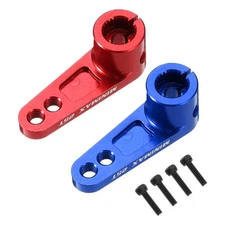 Aluminum Alloy 25T Steering Servo Arm Horn Red/Dark Blue for RC Car 2 Pcs
