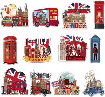 London Fridge Magnets for Kitchen - 12 Pcs London Souvenirs Gifts British Union