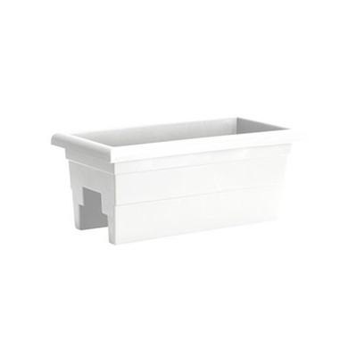 Novelty Countryside Plastic Railing Planter Flower Box, White, 24in